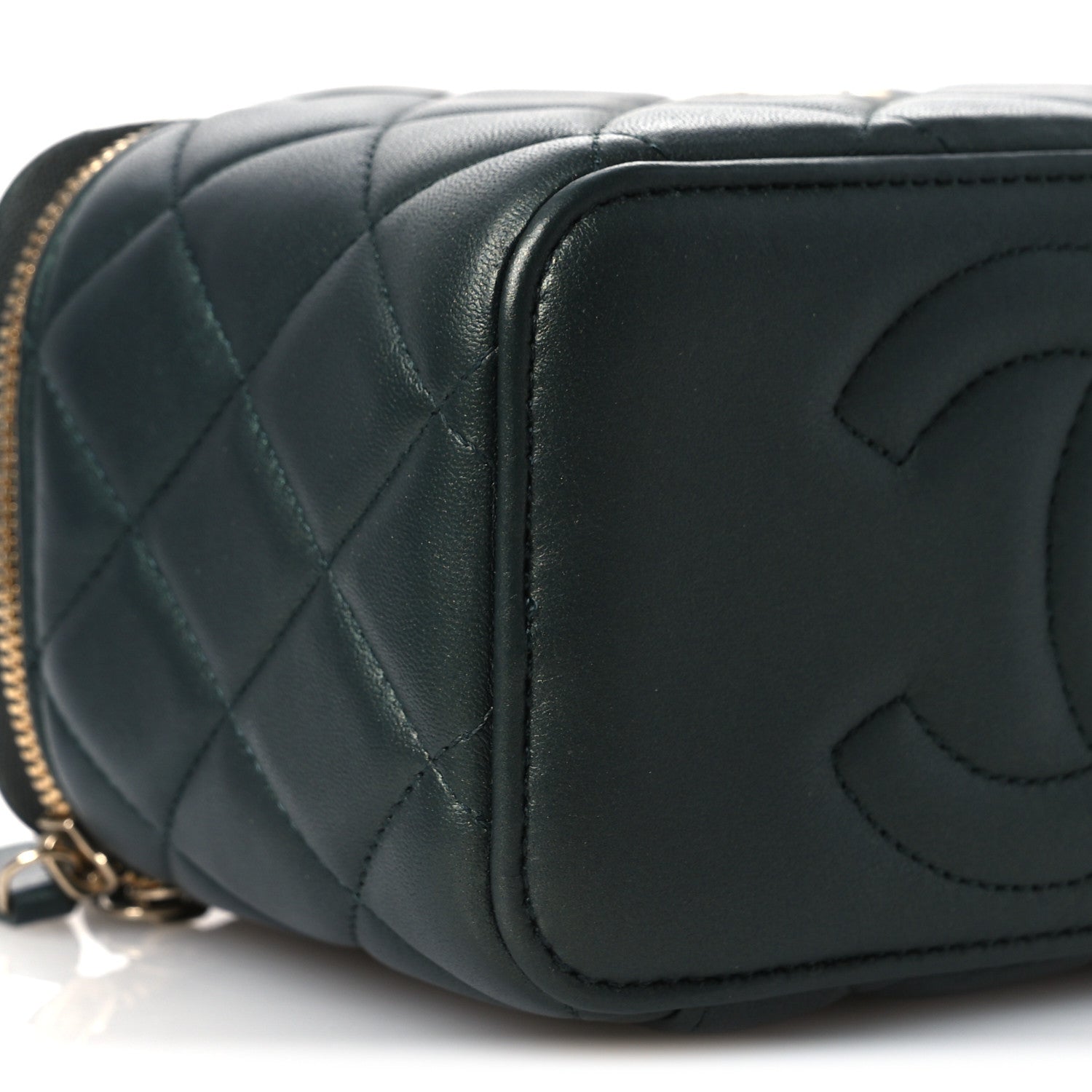 Chanel Iridescent Lambskin Quilted Small Top Handle Vanity Case With Chain Green 9 of 10