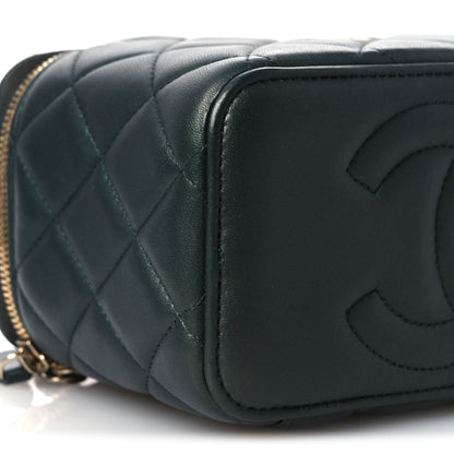 Chanel Iridescent Lambskin Quilted Small Top Handle Vanity Case With Chain Green 9 of 10