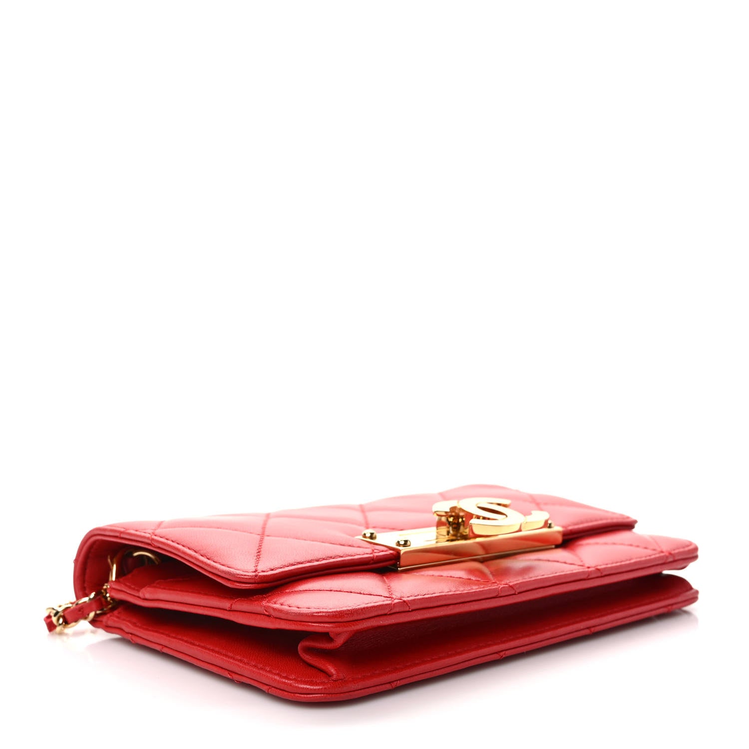 Chanel Lambskin Quilted Golden Class Wallet on Chain WOC Red 4 of 12