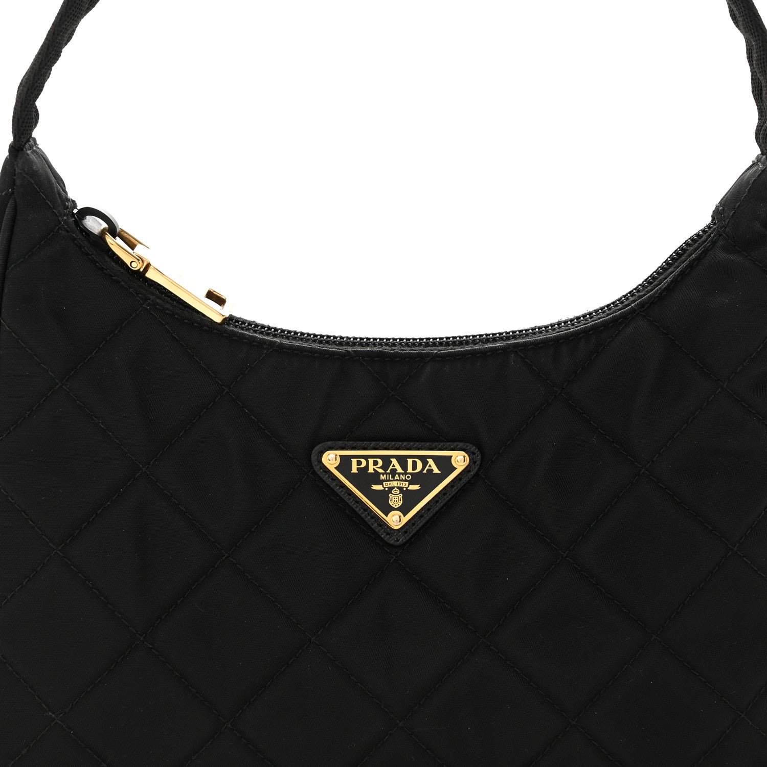 Prada Tessuto Nylon Stitched Shoulder Bag Black 8 of 13