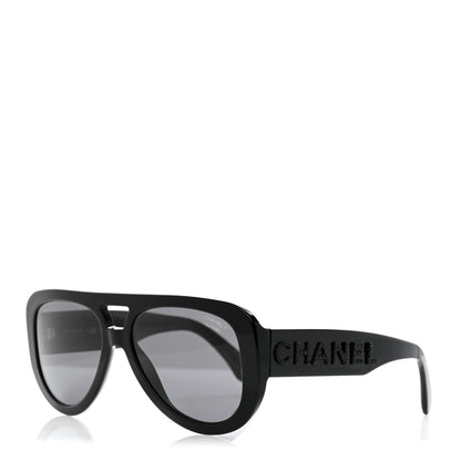 Chanel Resin Polarized Sunglasses 5423-B Black 1 of 8
