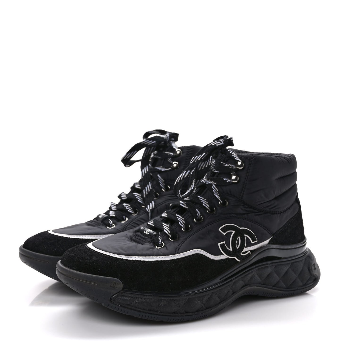 Fabric Calfskin Suede Womens CC Sneakers 40 Black