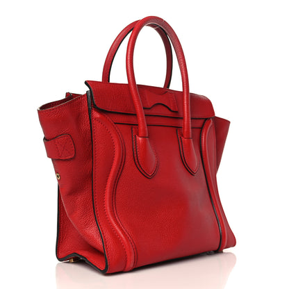 Celine Drummed Calfskin Micro Luggage Red 2 of 8