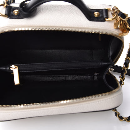 Chanel Caviar Quilted Medium CC Filigree Vanity Case White Black 5 of 11