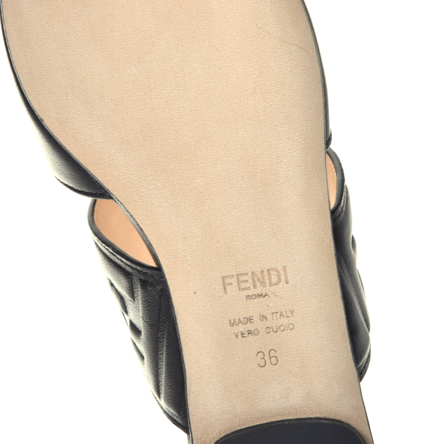 Fendi Vitello FF Embossed Flat Mules 36 Black 6 of 7