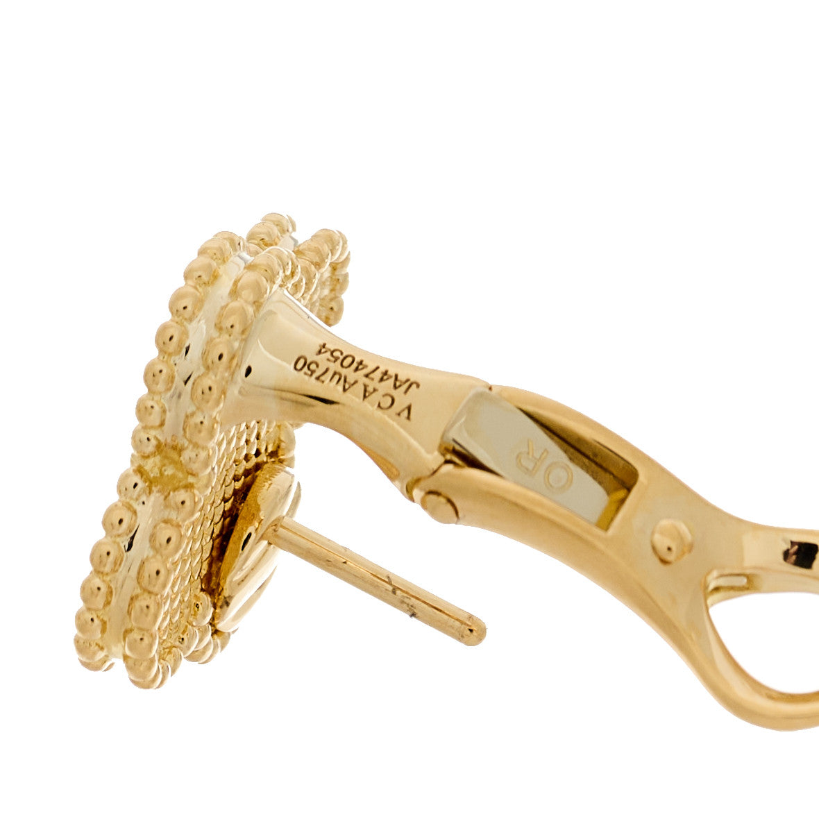 Van Cleef & Arpels 18K Yellow Gold Vintage Alhambra Earrings 4 of 4