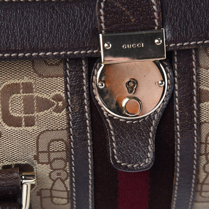 Gucci Horsebit Canvas Large Treasure Boston Tote Dark Brown 14 of 24