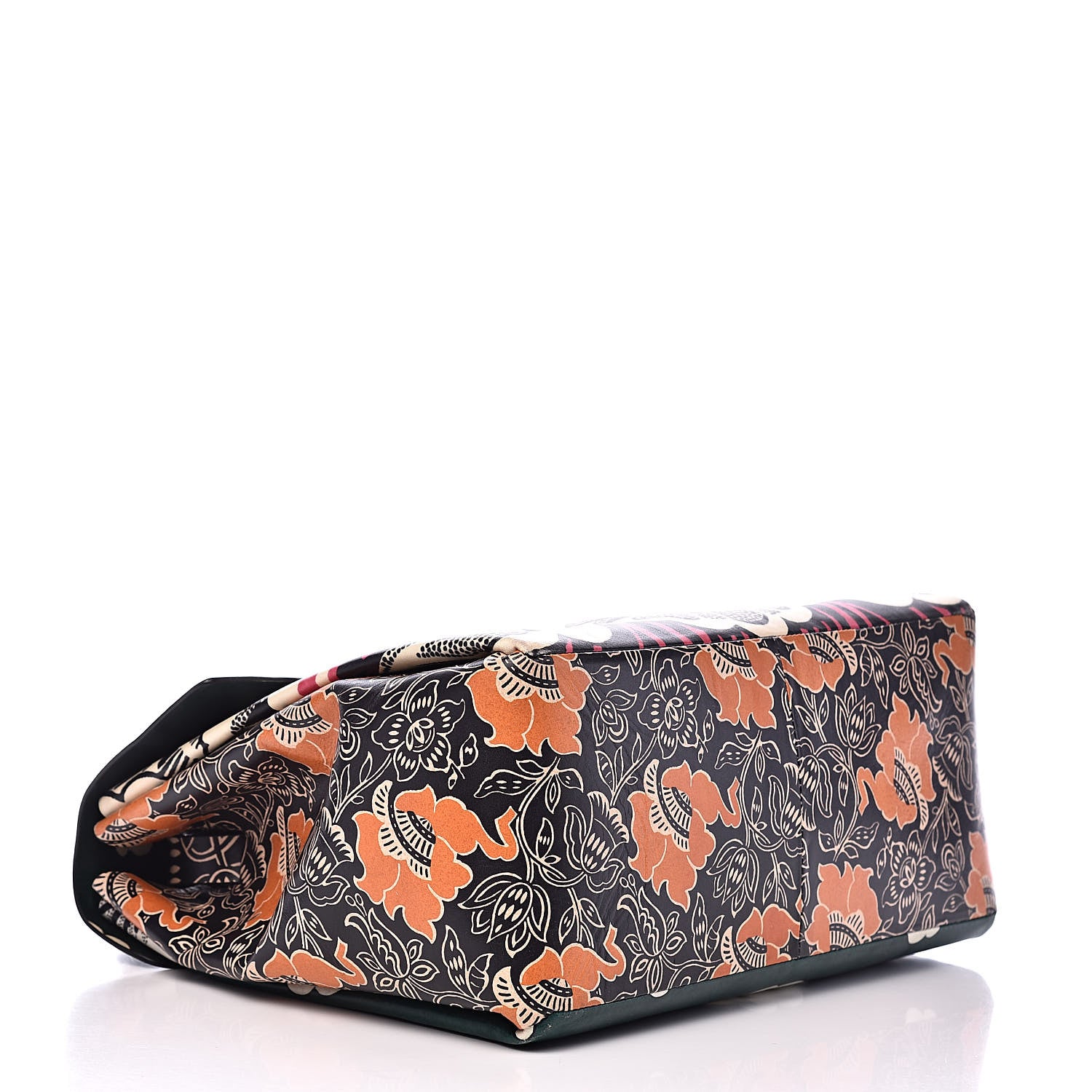 Valentino Garavani Calfskin Floral Print Mime Single Handle Bag Green 4 of 12