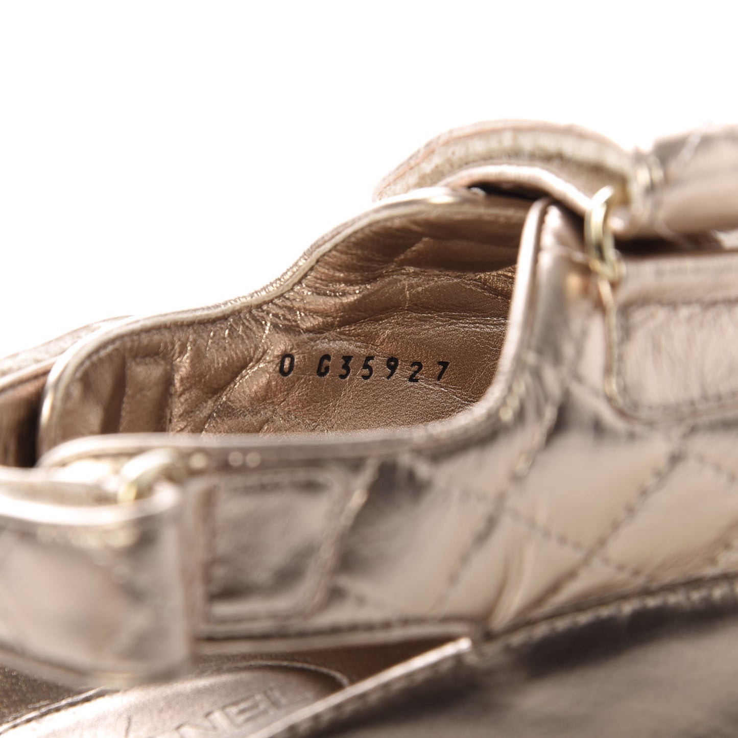 Iridescent Lambskin Velcro Dad Sandals 38 Light Bronze