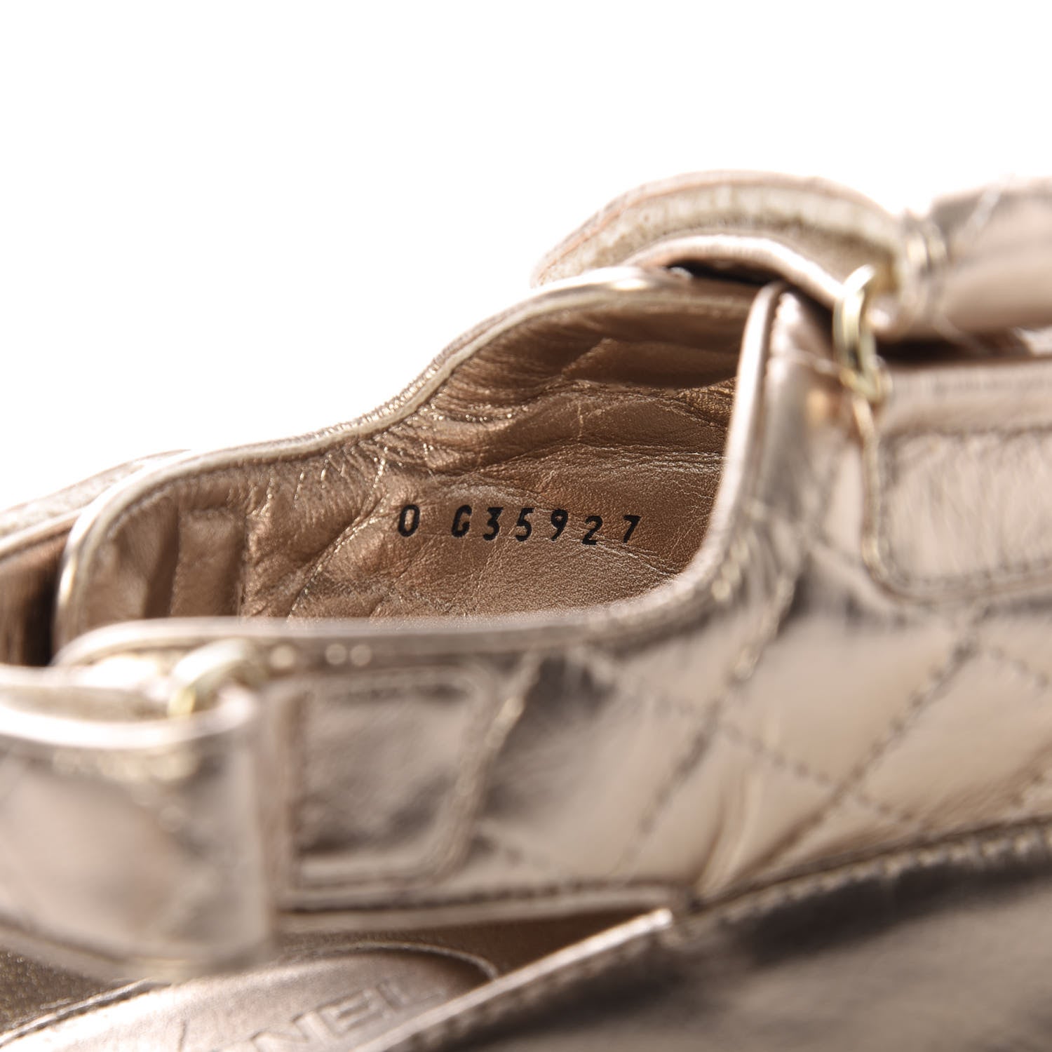 Chanel Iridescent Lambskin Velcro Dad Sandals 38 Light Bronze 9 of 10