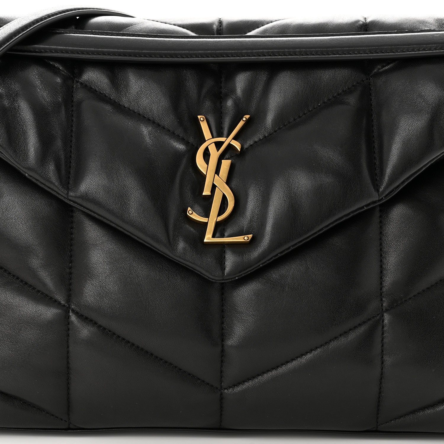 Saint Laurent Lambskin Quilted Medium Loulou Puffer Monogram Chain Satchel Black 8 of 11