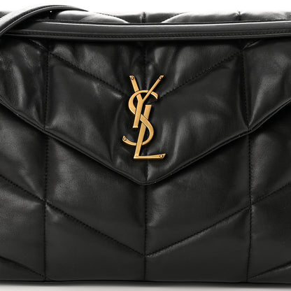 Saint Laurent Lambskin Quilted Medium Loulou Puffer Monogram Chain Satchel Black 8 of 11