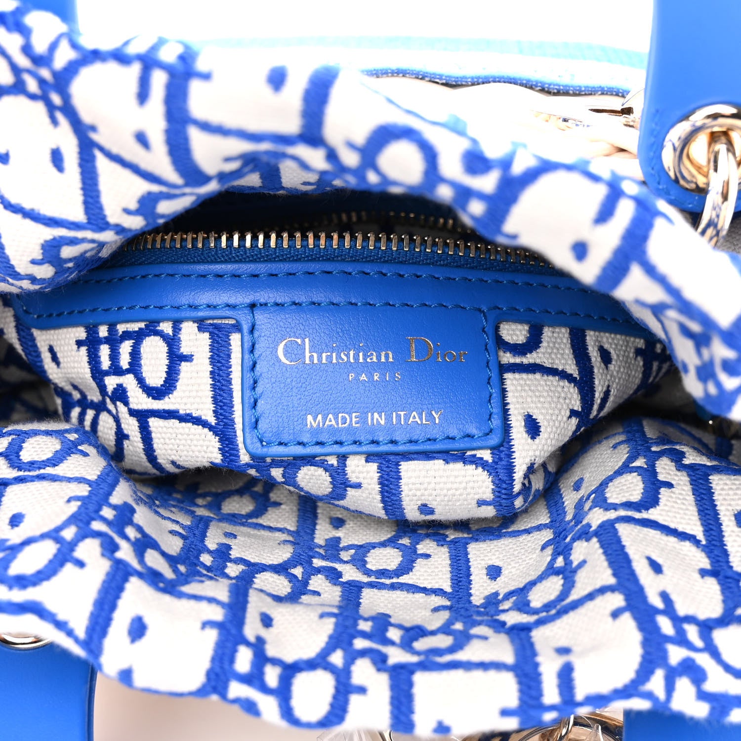 Christian Dior Wicker Oblique Mini Lady Dior Bag Florescent Blue