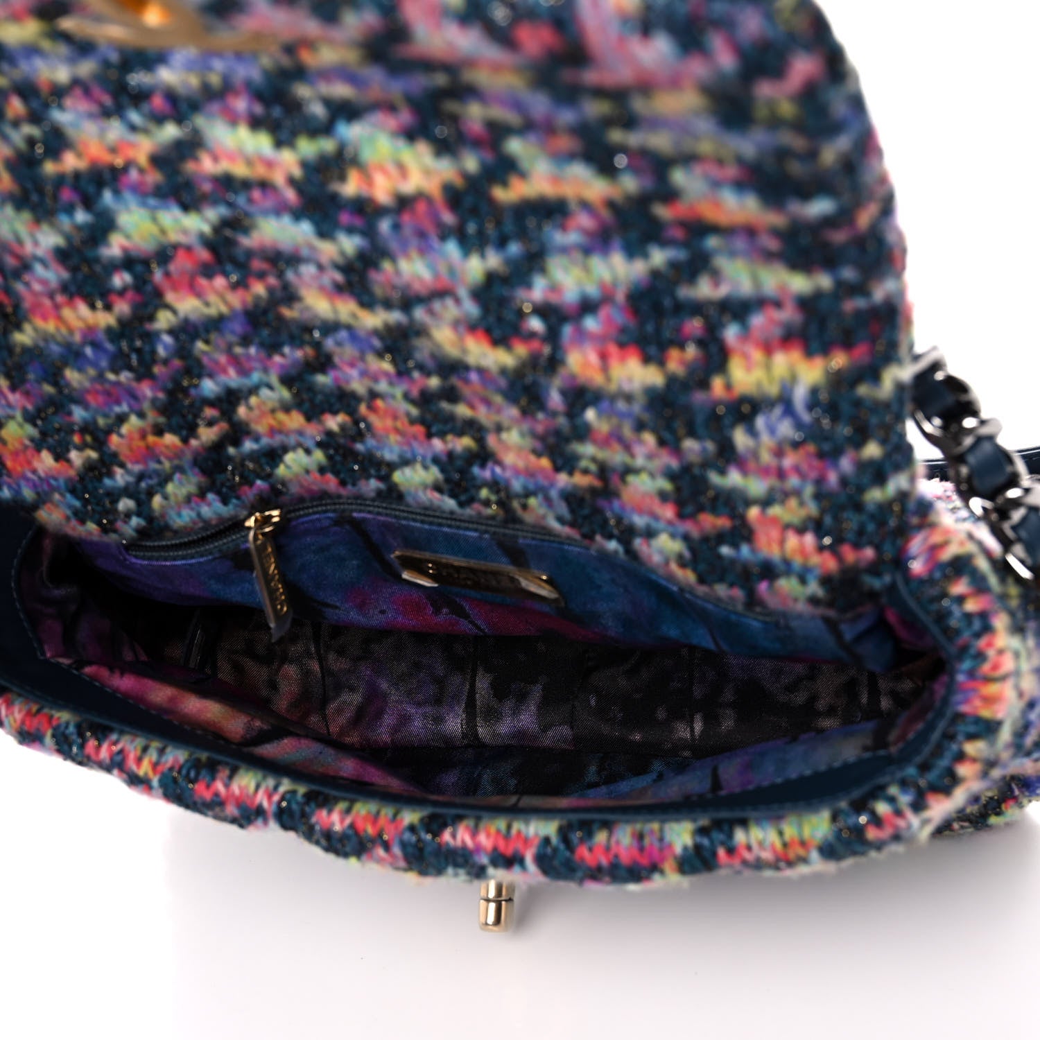 Chanel Tweed Quilted Medium Chanel 19 Flap Dark Multicolor 5 of 11