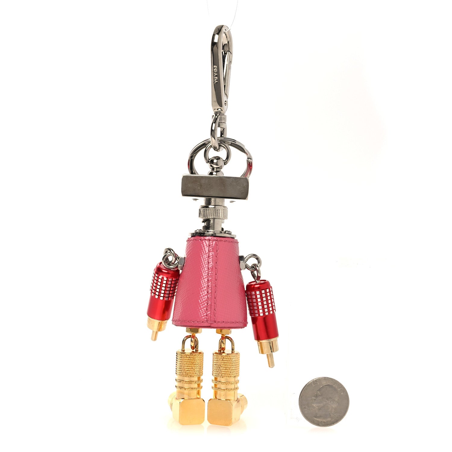 Prada Saffiano Giulietta Robot Trick Keychain Begonia 2 of 5