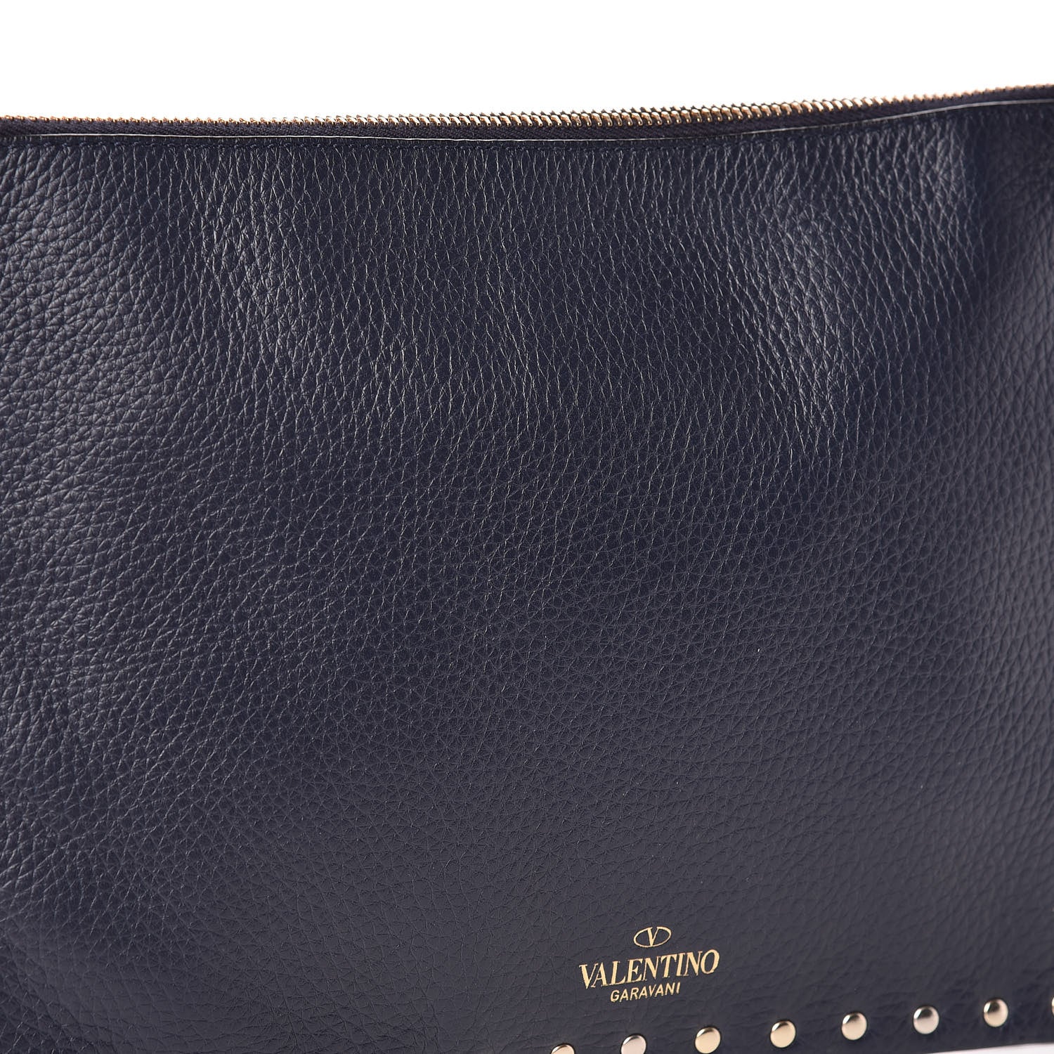 Valentino Garavani Grained Calfskin Large Rockstud Zip Pouch Marine 7 of 9