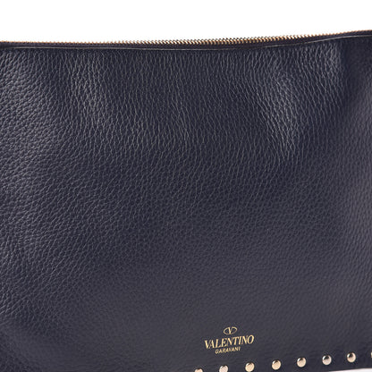 Valentino Garavani Grained Calfskin Large Rockstud Zip Pouch Marine 7 of 9