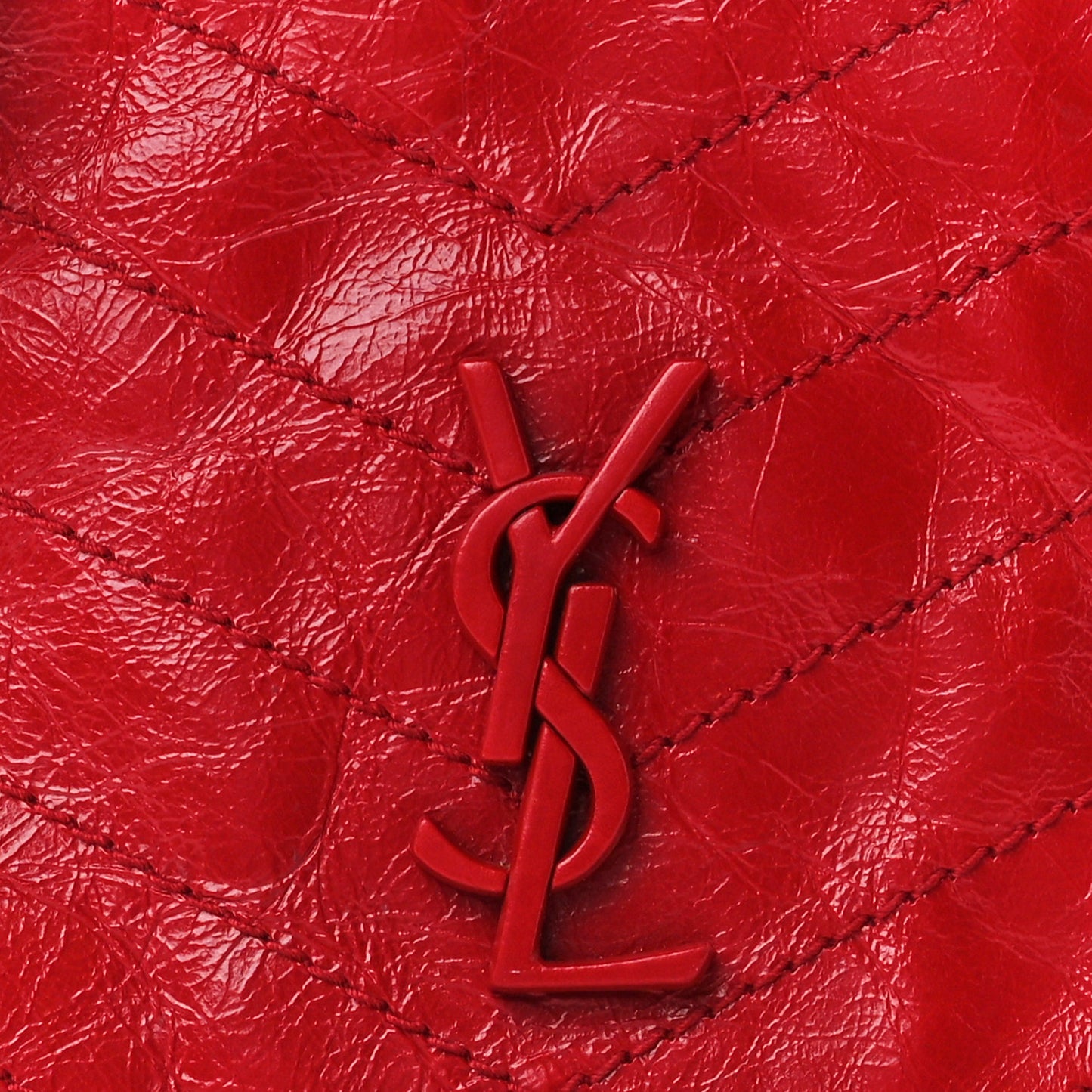 Crinkled Calfskin Matelasse Monogram Niki Chain Wallet Red