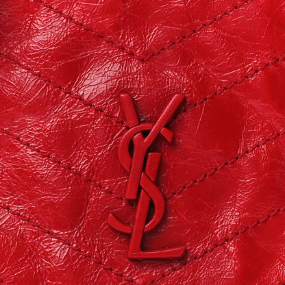 Saint Laurent Crinkled Calfskin Matelasse Monogram Niki Chain Wallet Red 8 of 10