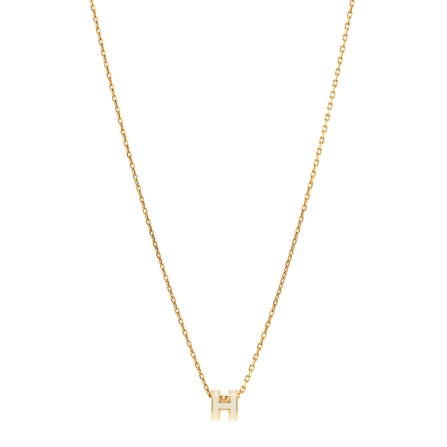 Lacquered Gold Mini Pop H Pendant Necklace White