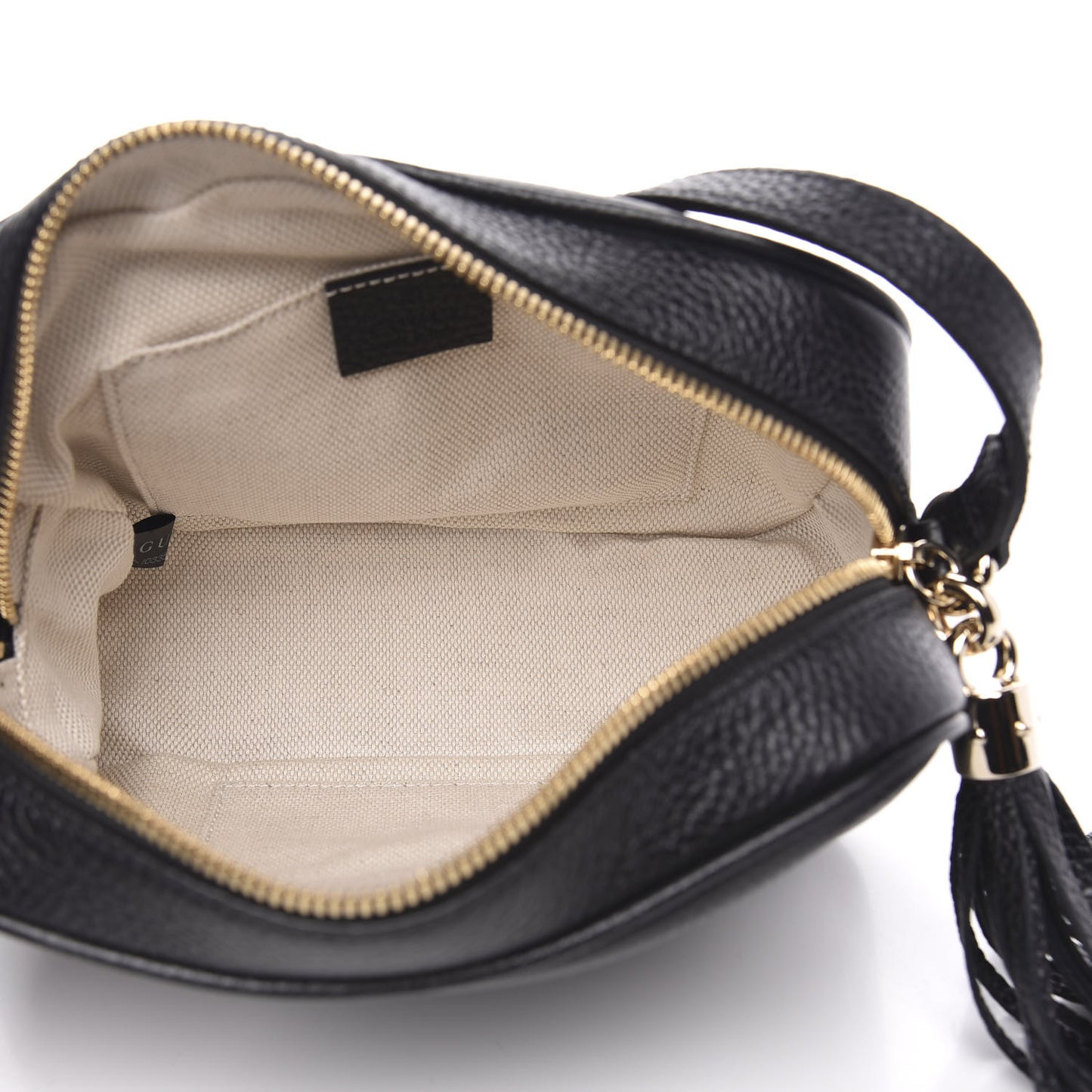 Pebbled Calfskin Small Soho Disco Bag Black