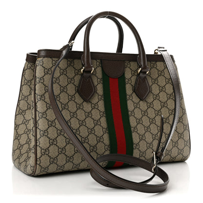 Gucci GG Supreme Monogram Web Medium Ophidia Tote Bag Brown 3 of 13