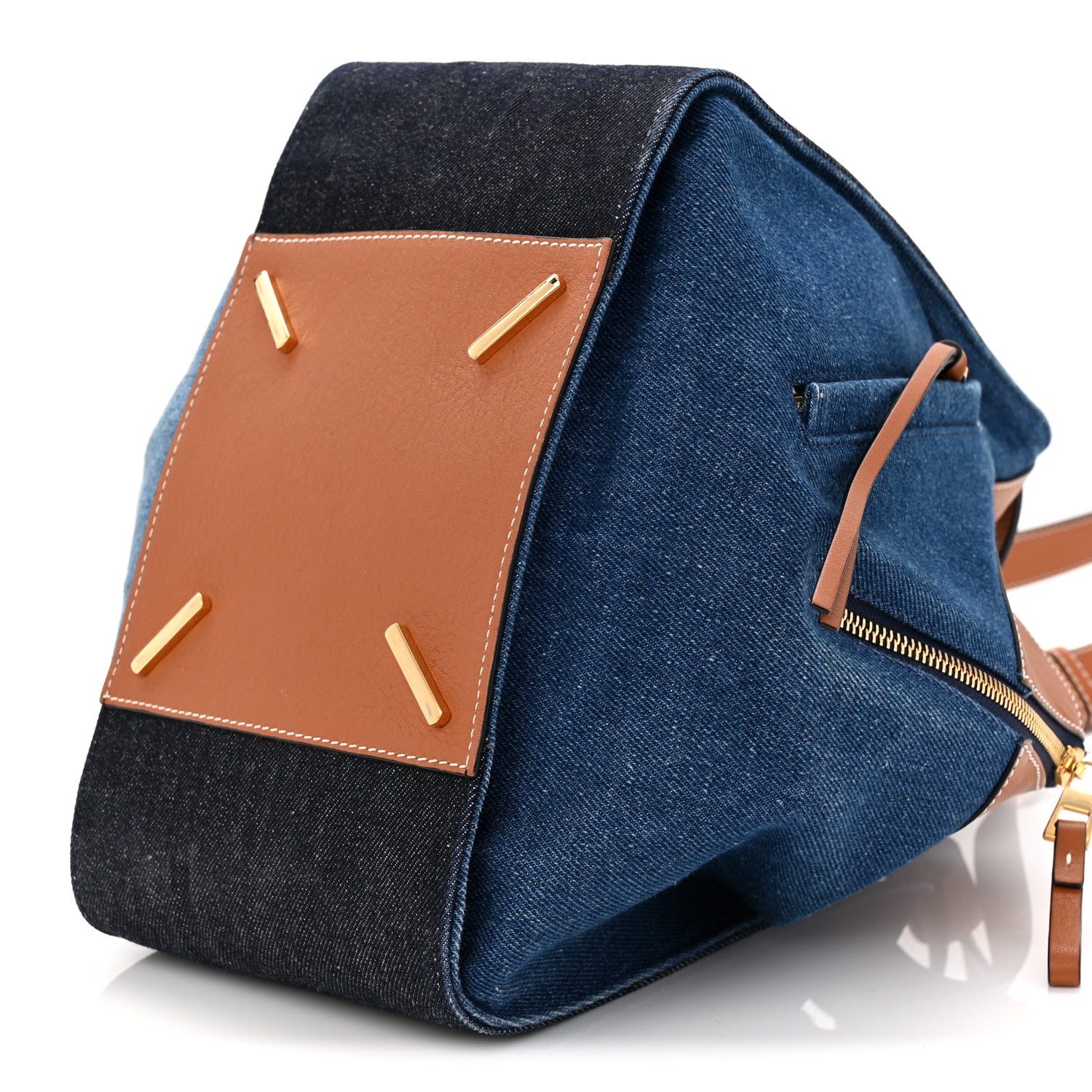 Loewe Calfskin Denim Small Hammock Shoulder Bag Blue Tan 10 of 12