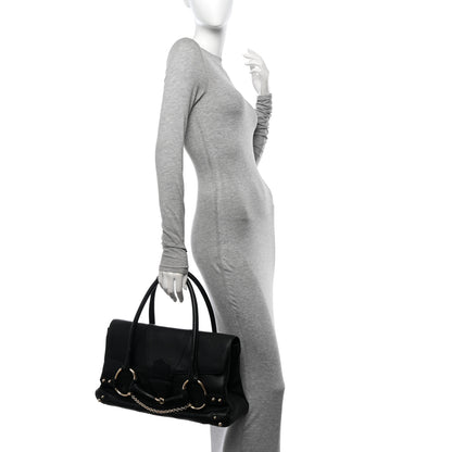 Gucci Grained Calfskin Large Horsebit Chain Flap Bag Black 2 of 16