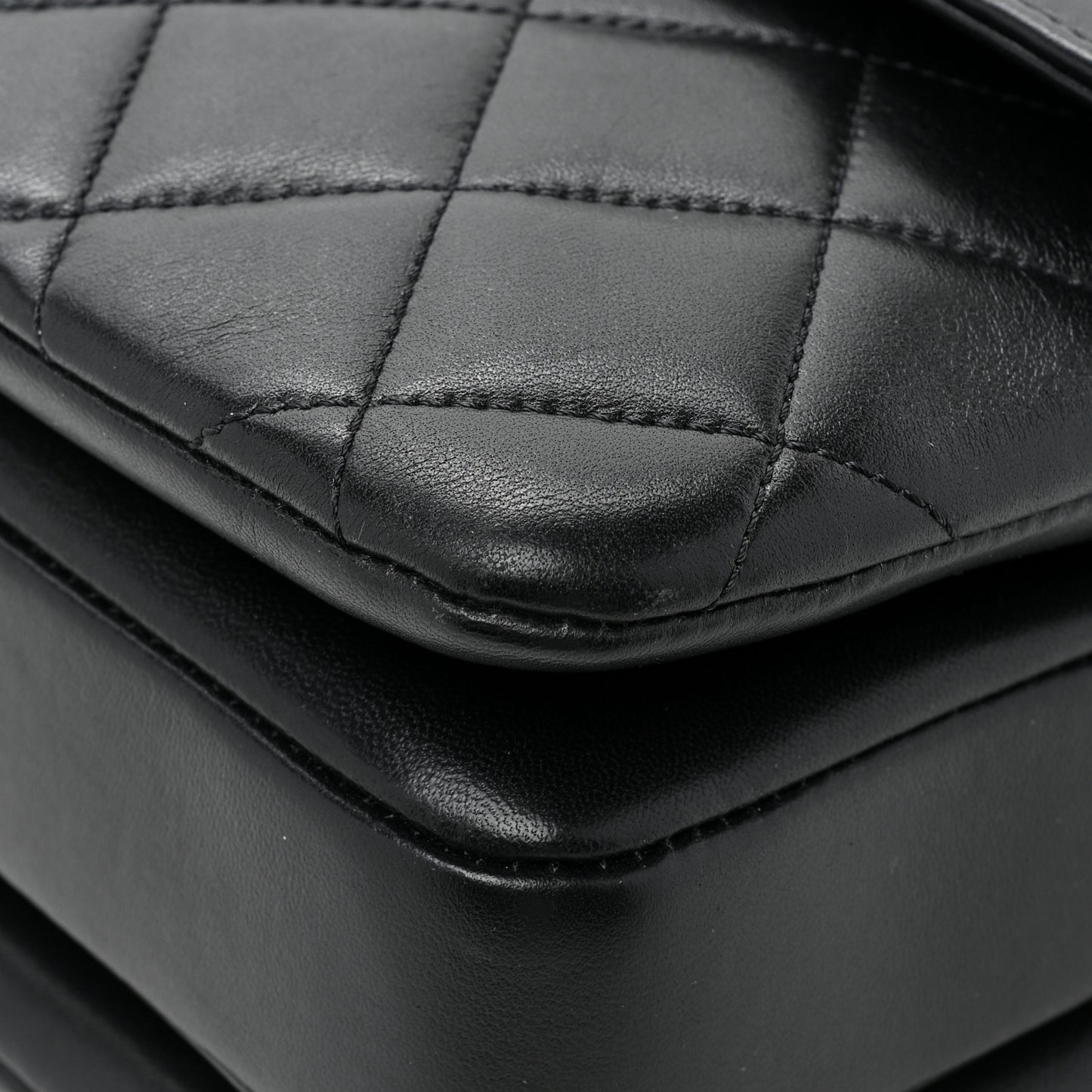 Lambskin Quilted Medium Trendy CC Flap Dual Handle Bag Black