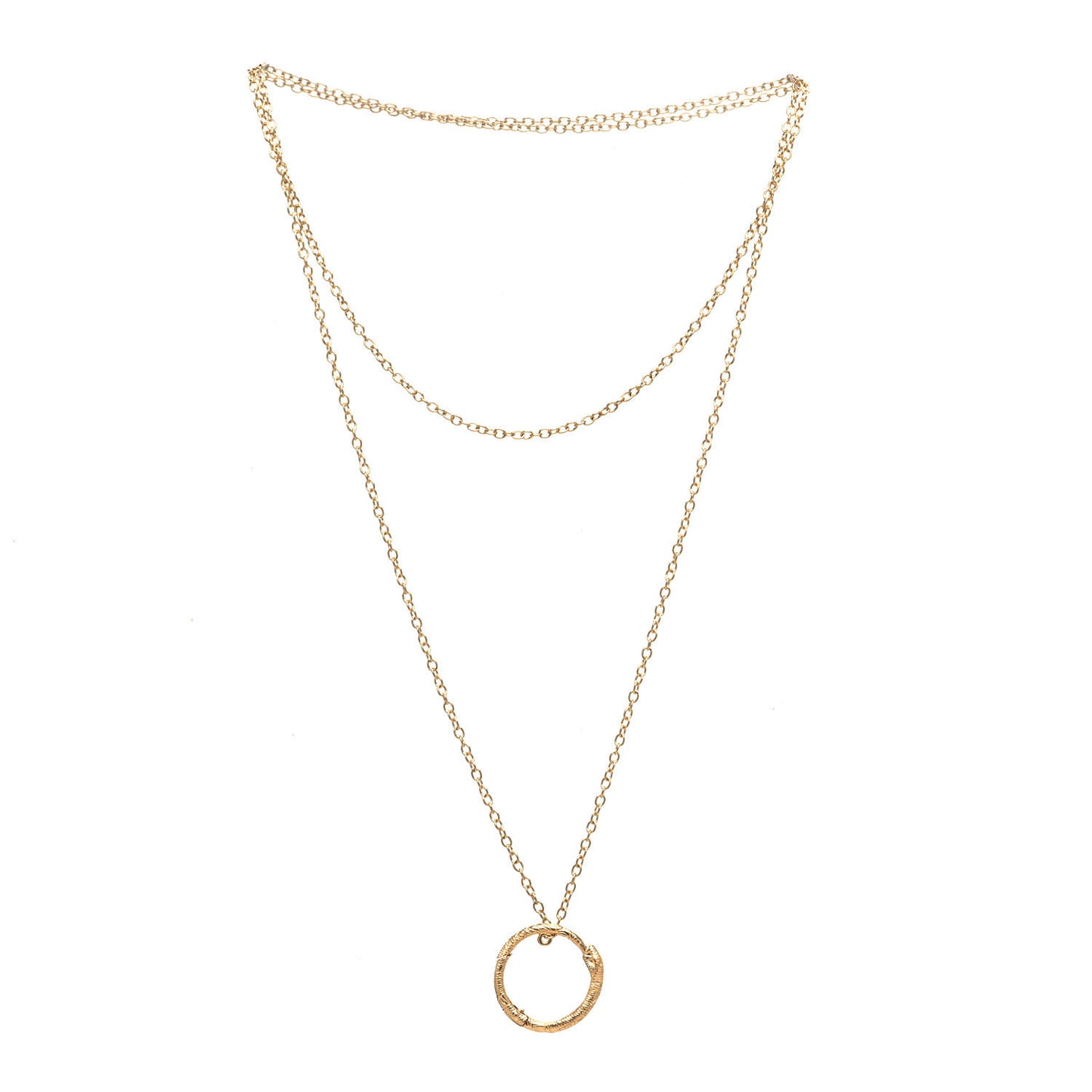 18K Yellow Gold Ouroboros Snake Ring Necklace