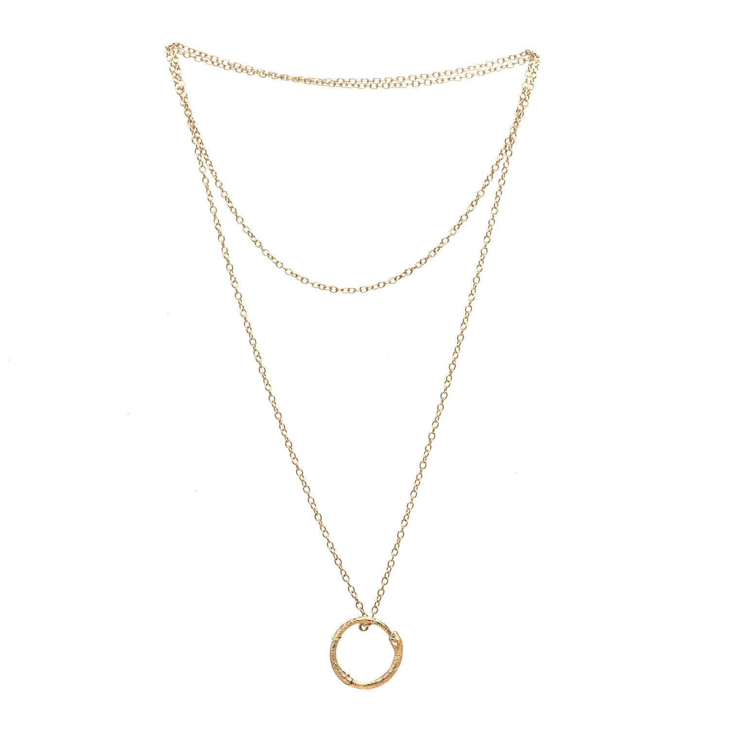 Gucci 18K Yellow Gold Ouroboros Snake Ring Necklace 3 of 6