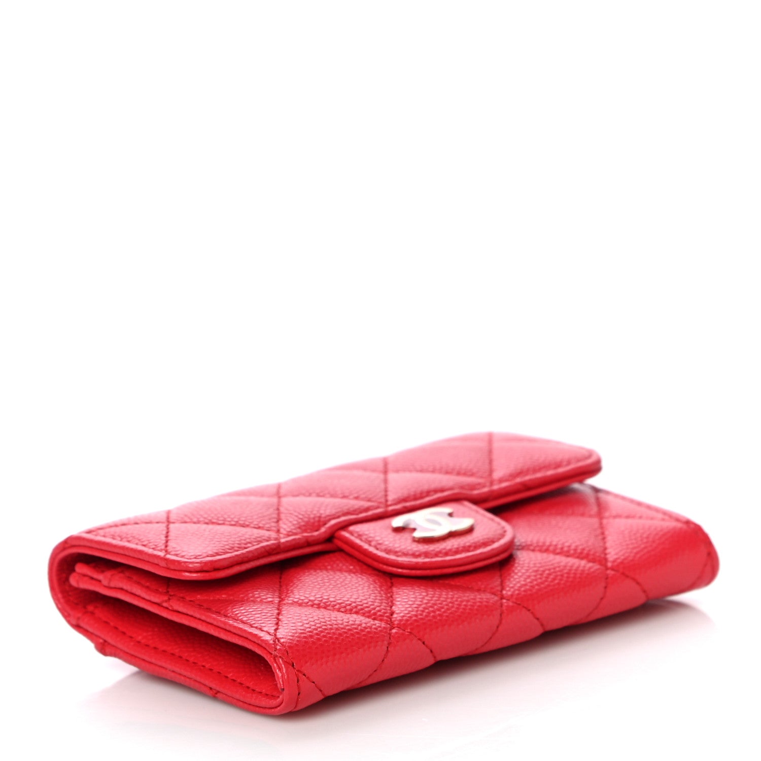Chanel Caviar Quilted Flap Card Holder Wallet Red 4 of 12