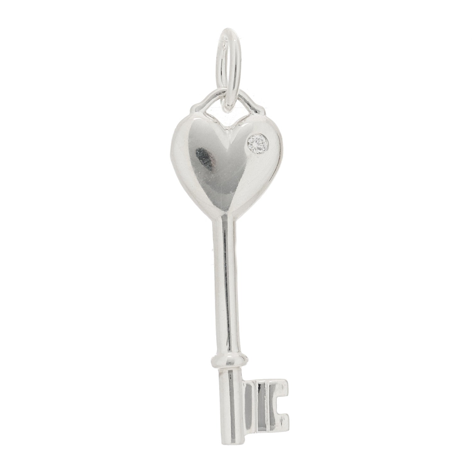 Tiffany Sterling Silver Diamond Heart Key Pendant 1 of 3