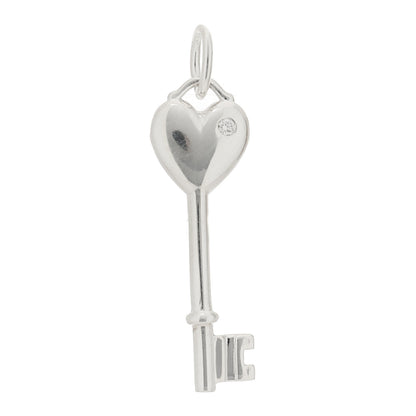 Tiffany Sterling Silver Diamond Heart Key Pendant 1 of 3