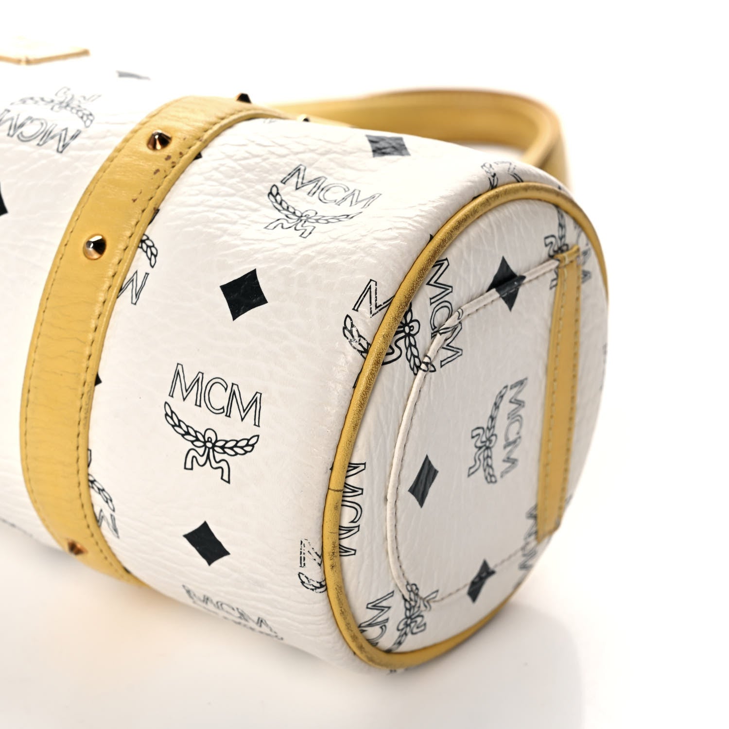 MCM Visetos Essential Barrel Bag White Yellow 9 of 12
