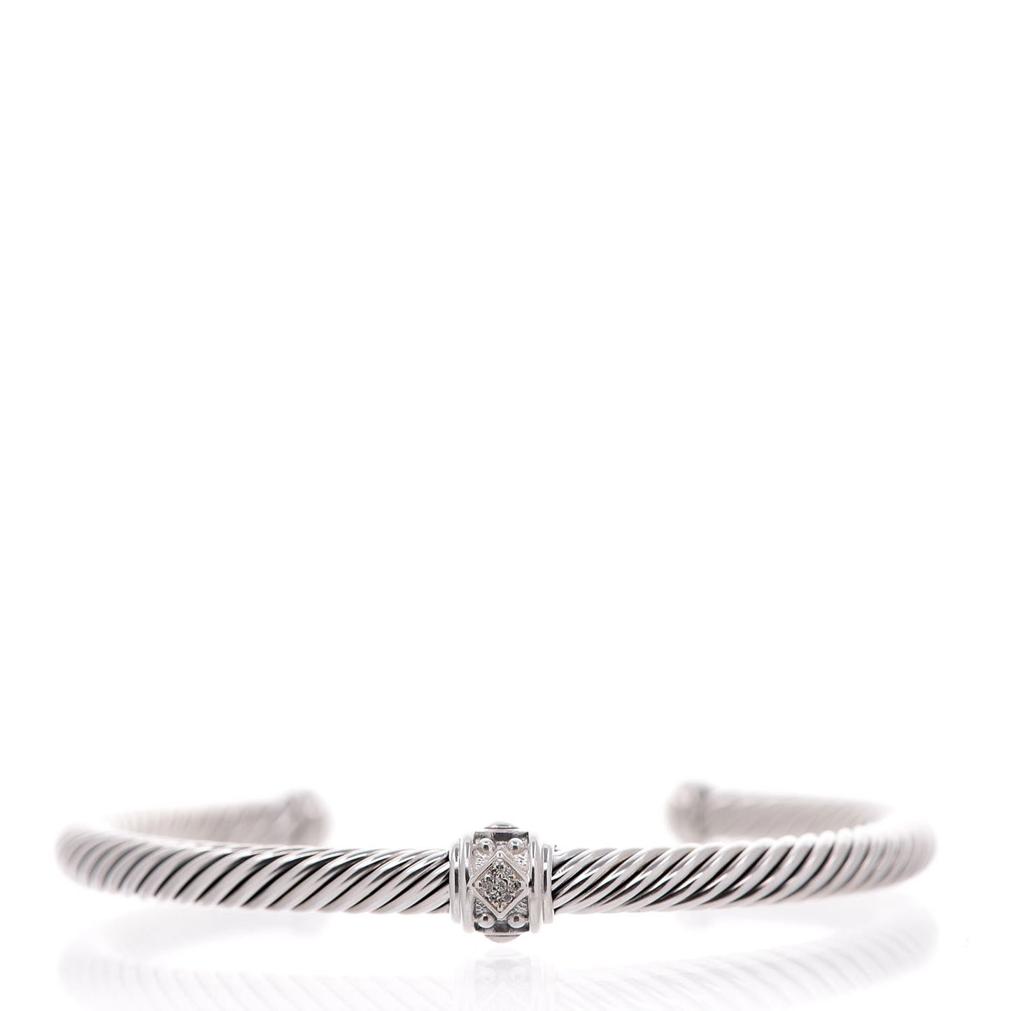 Sterling Silver Diamond 5mm Cable Renaissance Station Bracelet