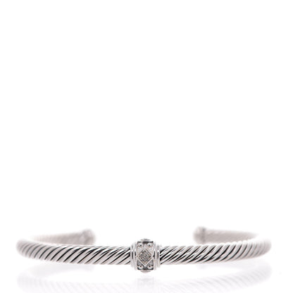 David Yurman Sterling Silver Diamond 5mm Cable Renaissance Station Bracelet 1 of 4