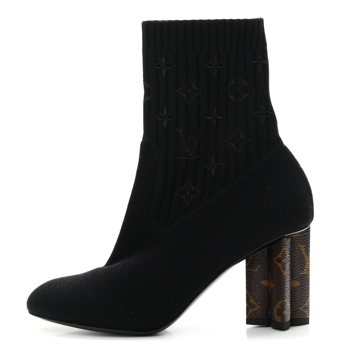 Monogram Stretch Fabric Silhouette Ankle Boots 38 Black