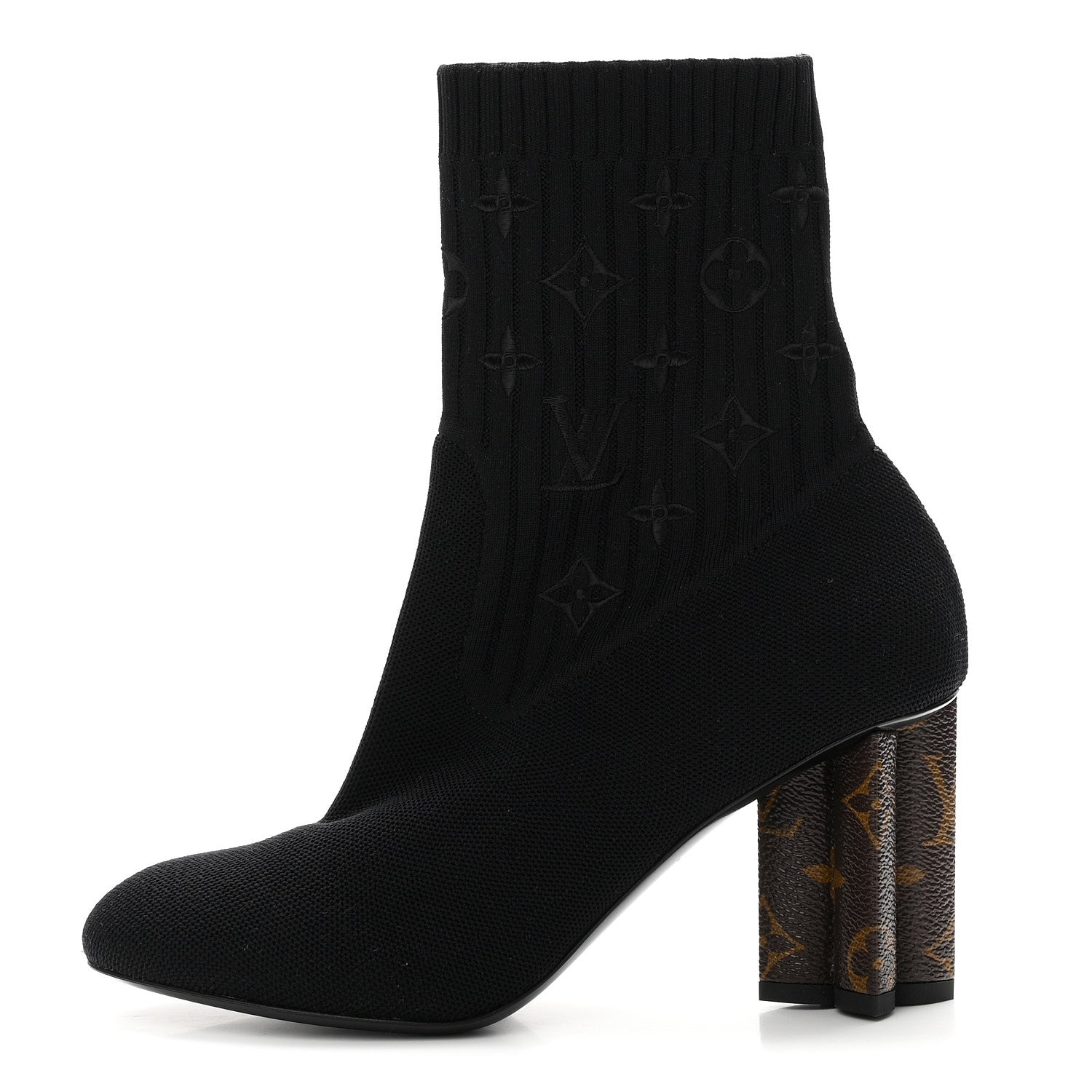 Louis Vuitton Monogram Stretch Fabric Silhouette Ankle Boots 38 Black 1 of 8