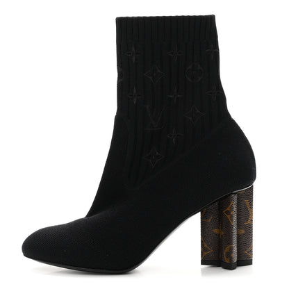 Louis Vuitton Monogram Stretch Fabric Silhouette Ankle Boots 38 Black 1 of 8