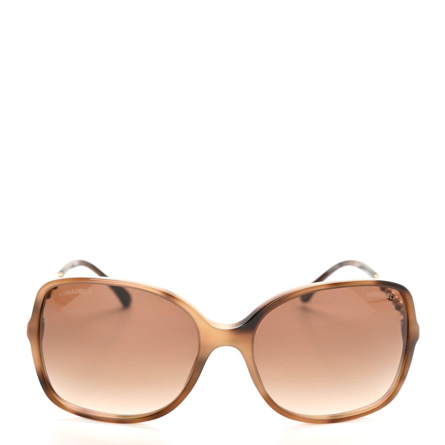 Acetate Metal Lambskin Chain Square Sunglasses 5210-Q Brown