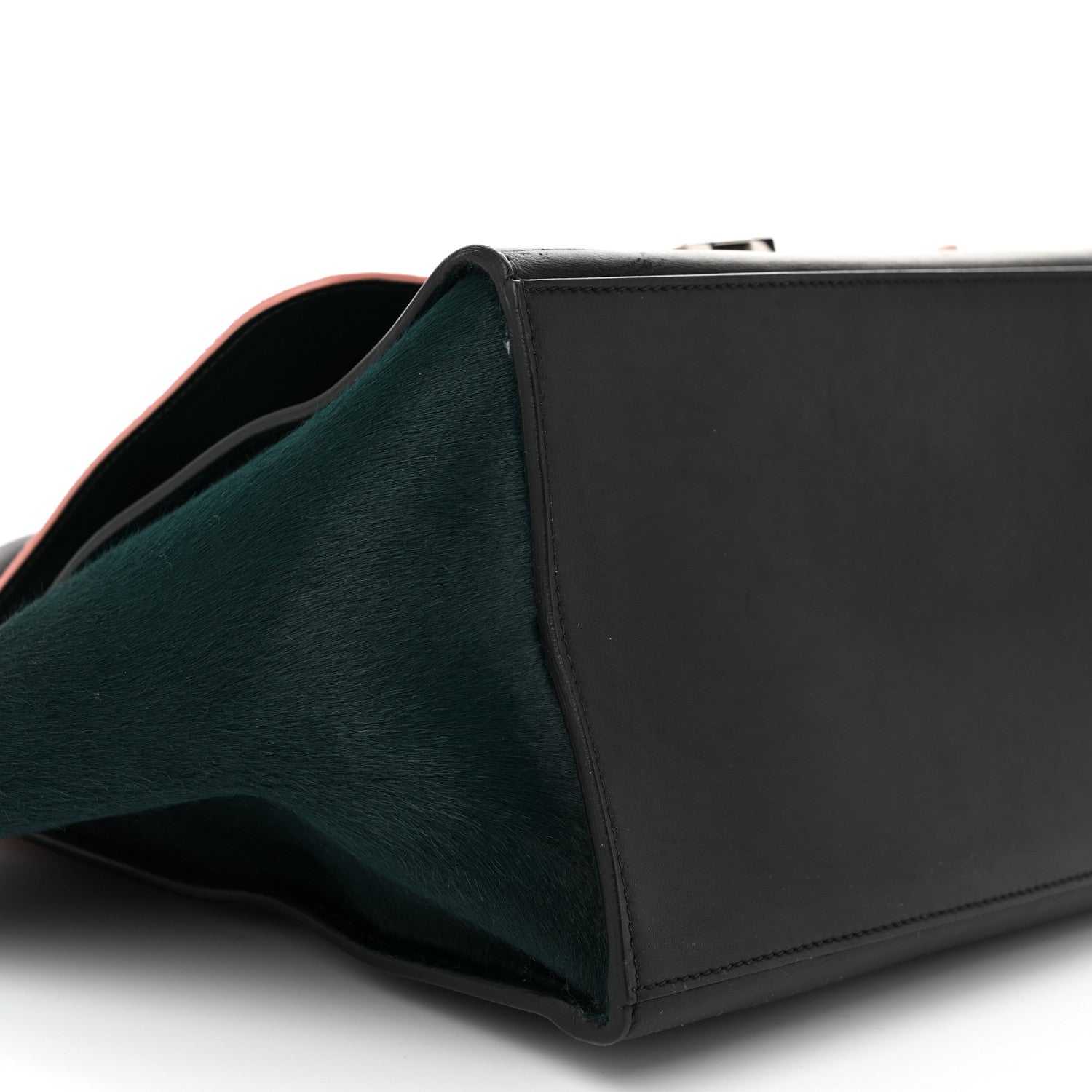 Celine Pony Hair Smooth Calfskin Medium Tri-Color Trapeze Flamingo Green Black 8 of 10