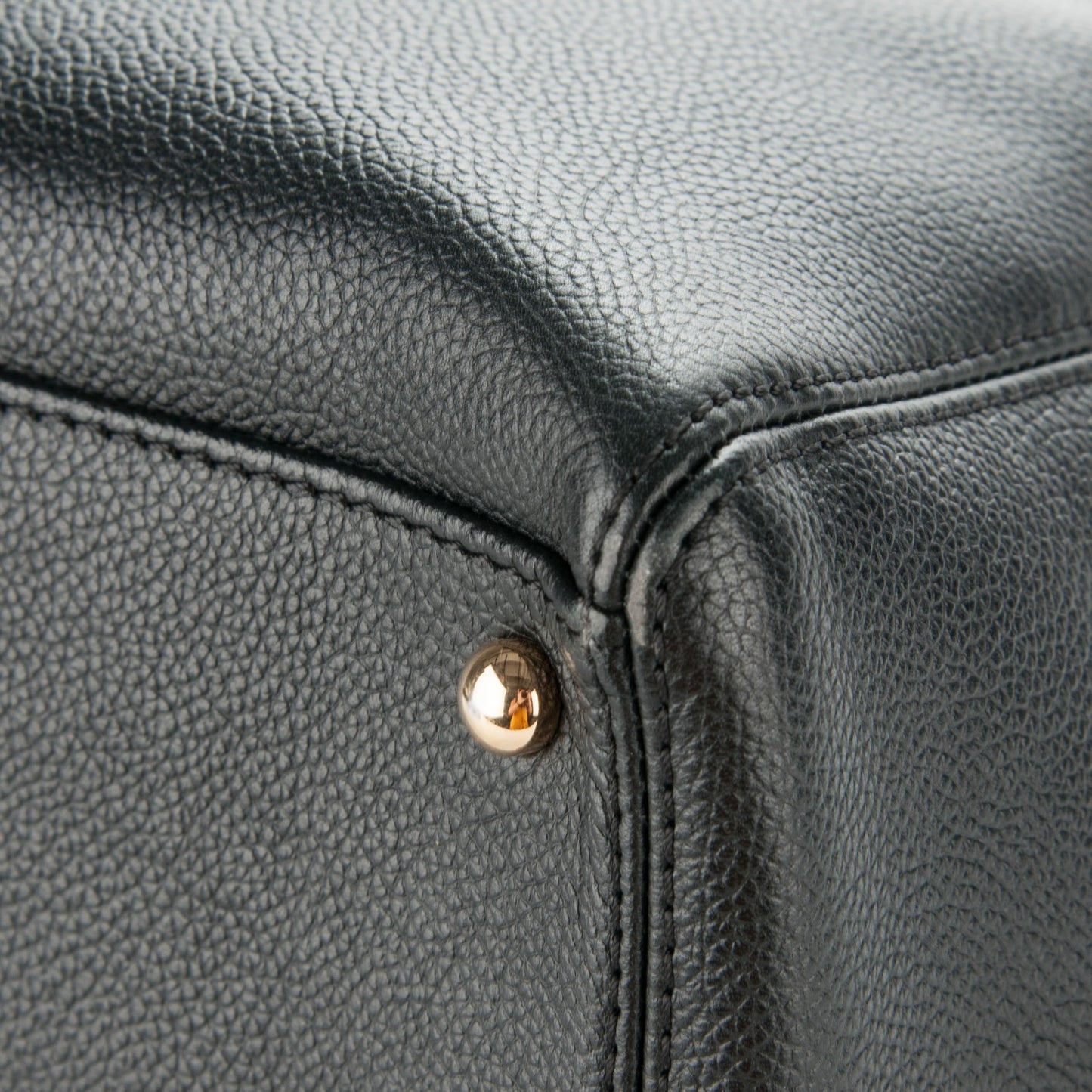 Calfskin Cerf Executive Shopper Tote Black