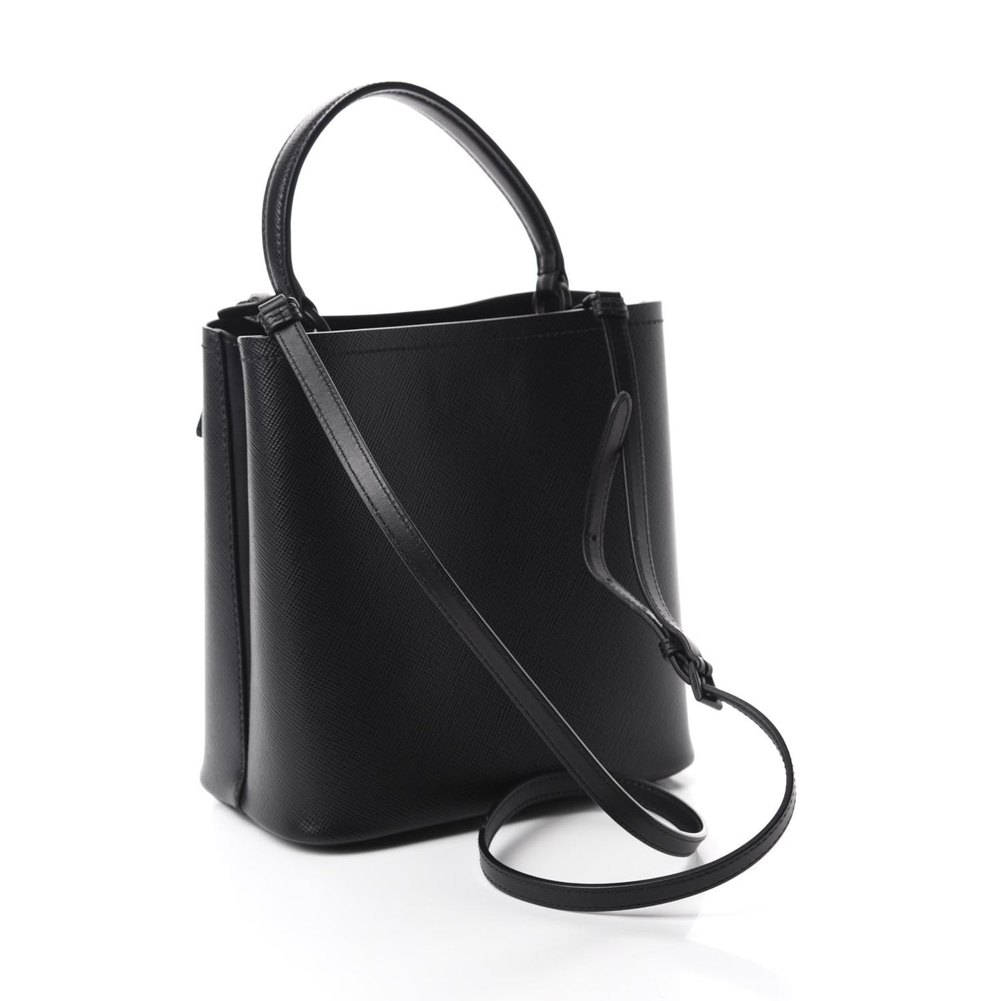 Saffiano Cuir Medium Panier Bucket Bag Black