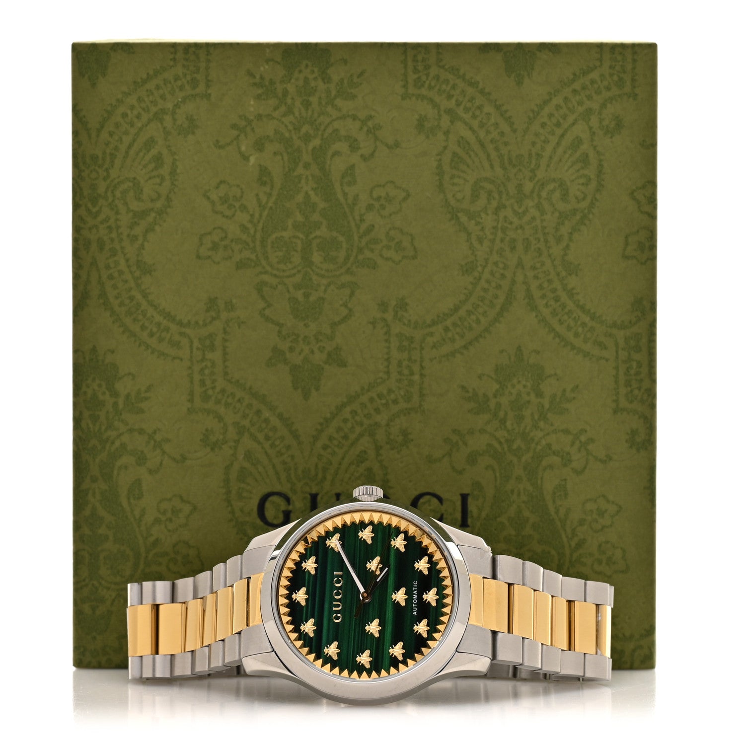 Gucci Stainless Steel Malachite 38mm G-Timeless Two Tone Bee Automatic Watch 5 of 5