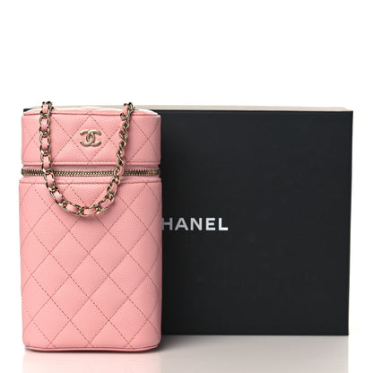 Chanel Caviar Quilted Phone Holder With Chain Pink 10 of 10