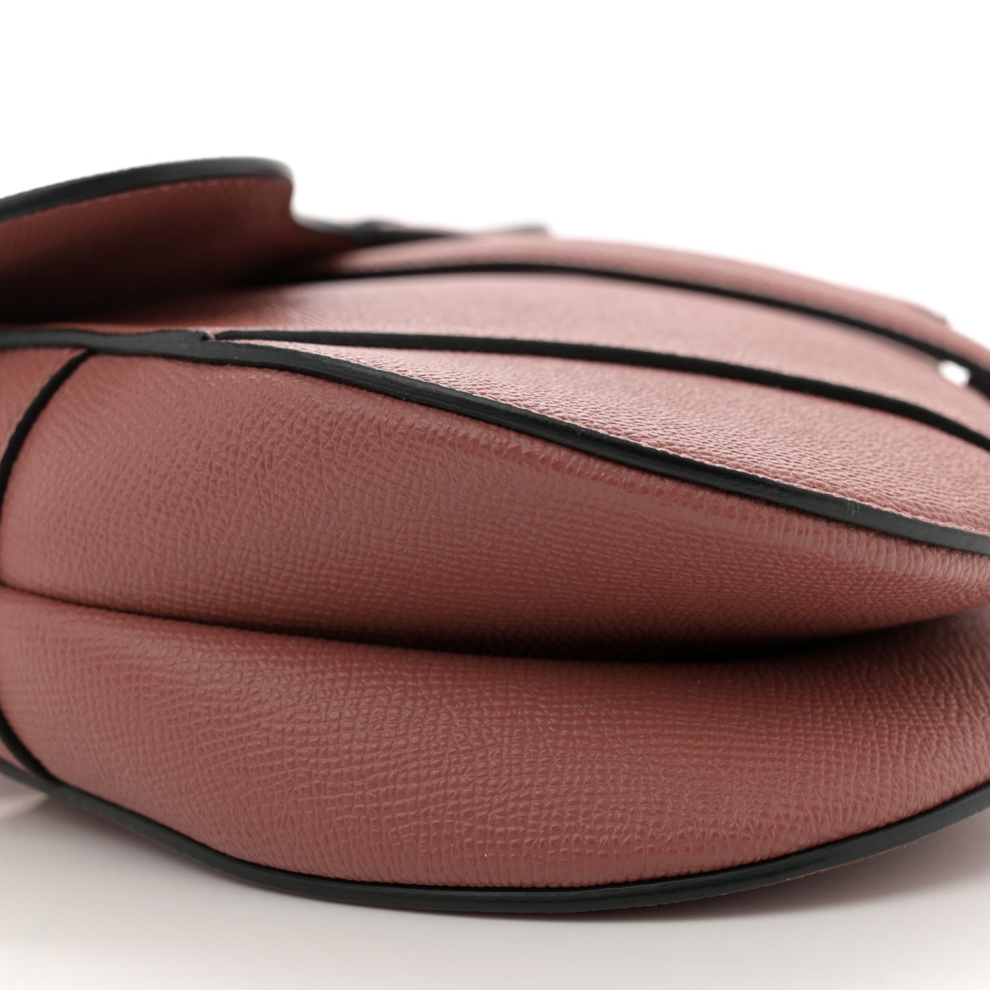 Grained Calfskin Saddle Bag With Strap Rust