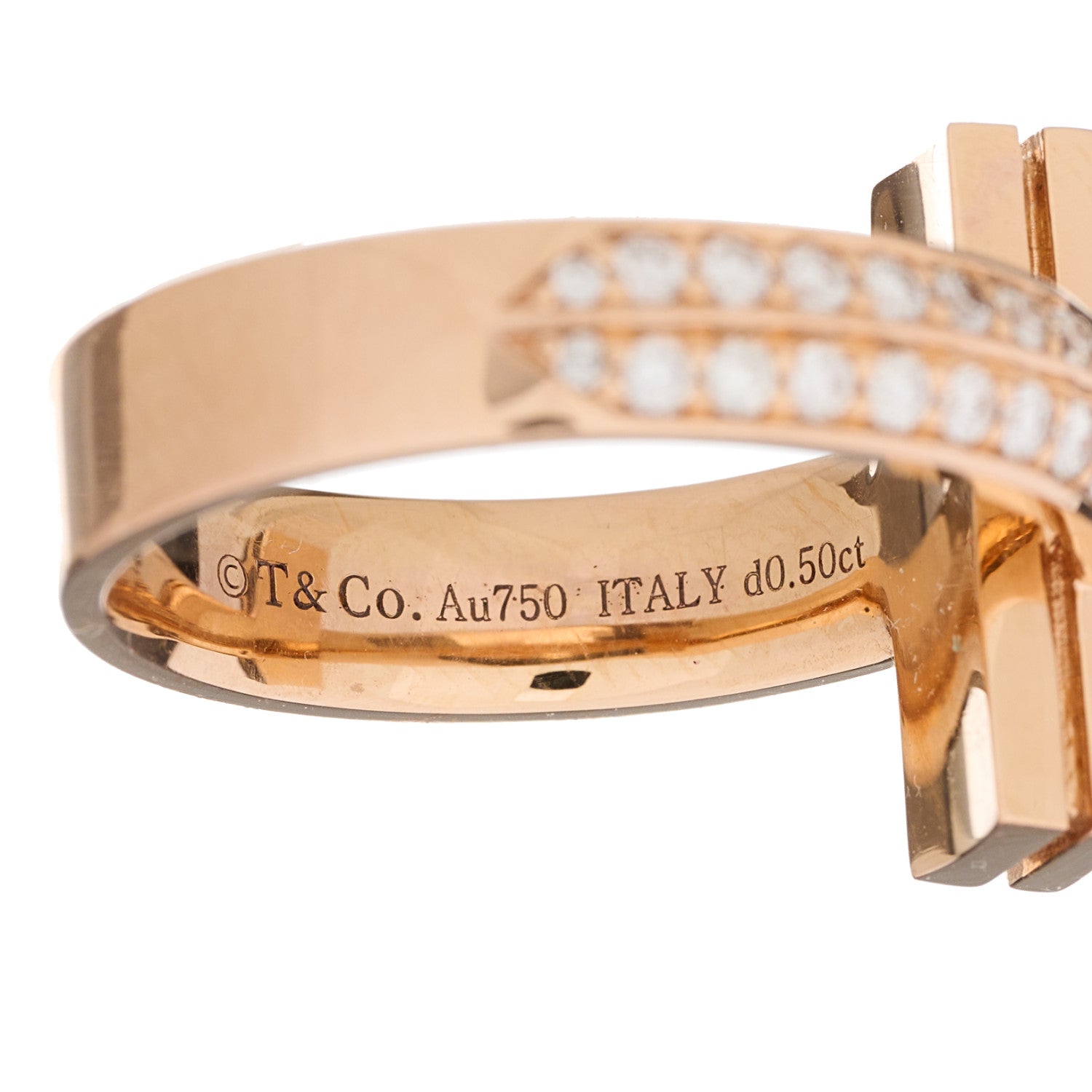 Tiffany 18K Rose Gold Diamond Wide T T1 Wide Ring 52 6 5 of 6