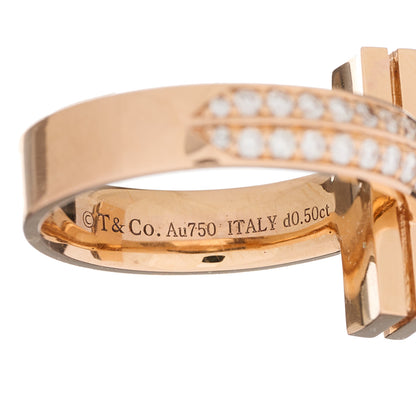 Tiffany 18K Rose Gold Diamond Wide T T1 Wide Ring 52 6 5 of 6
