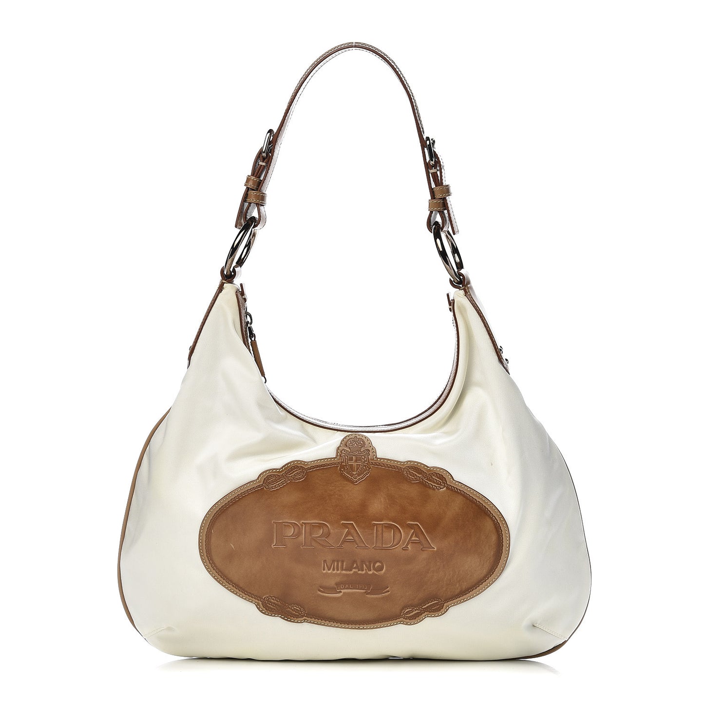 Tessuto Nylon Logo Sacca White Cammello